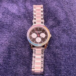 Coach Preston Rainbow Black Dial Crystal Accents Quartz Women's Watch.